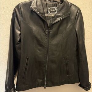 Vera Pelle Classic Black Buttery Soft Leather Jacket for Women Size 42